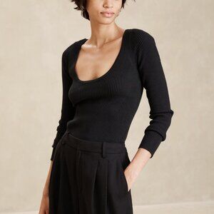 Scoop Neck M Ribbed Sweater Black